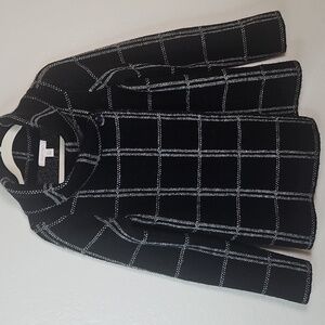 Ellen Tracy Black & White Windowpane Knit Jacket Coat Women’s Size L